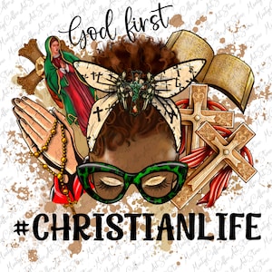 Afro Messy Christian Life Png Sublimation Design, Black Woman Png, Christian Life Png, Messy Bun Christian Png, Afro Png, Digital Download