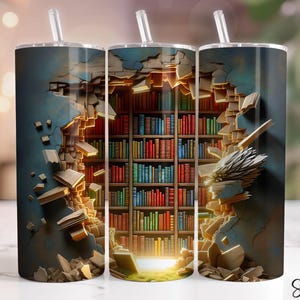 Library Tumbler Wrap PNG 20 oz Skinny Tumbler Sublimation Design Instant Digital Download Only, Reading Tumbler Wrap, Book Png, Bookworm Png