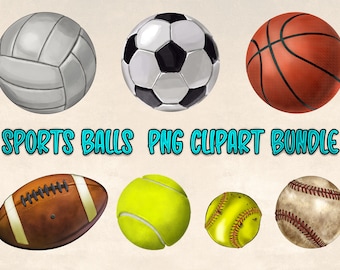 Paquete de imágenes prediseñadas de pelota deportiva dibujada a mano (descarga digital)