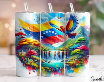Venezuela Flag Tumbler Wrap, Patriotic 20 oz Skinny Tumbler (Digital Download)