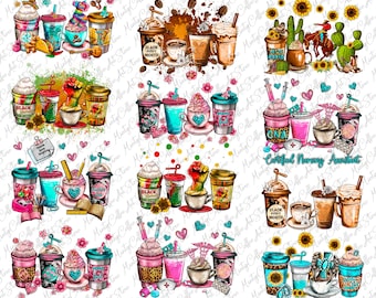 コーヒーカップ PNG 昇華デザインバンドル（デジタルダウンロード）