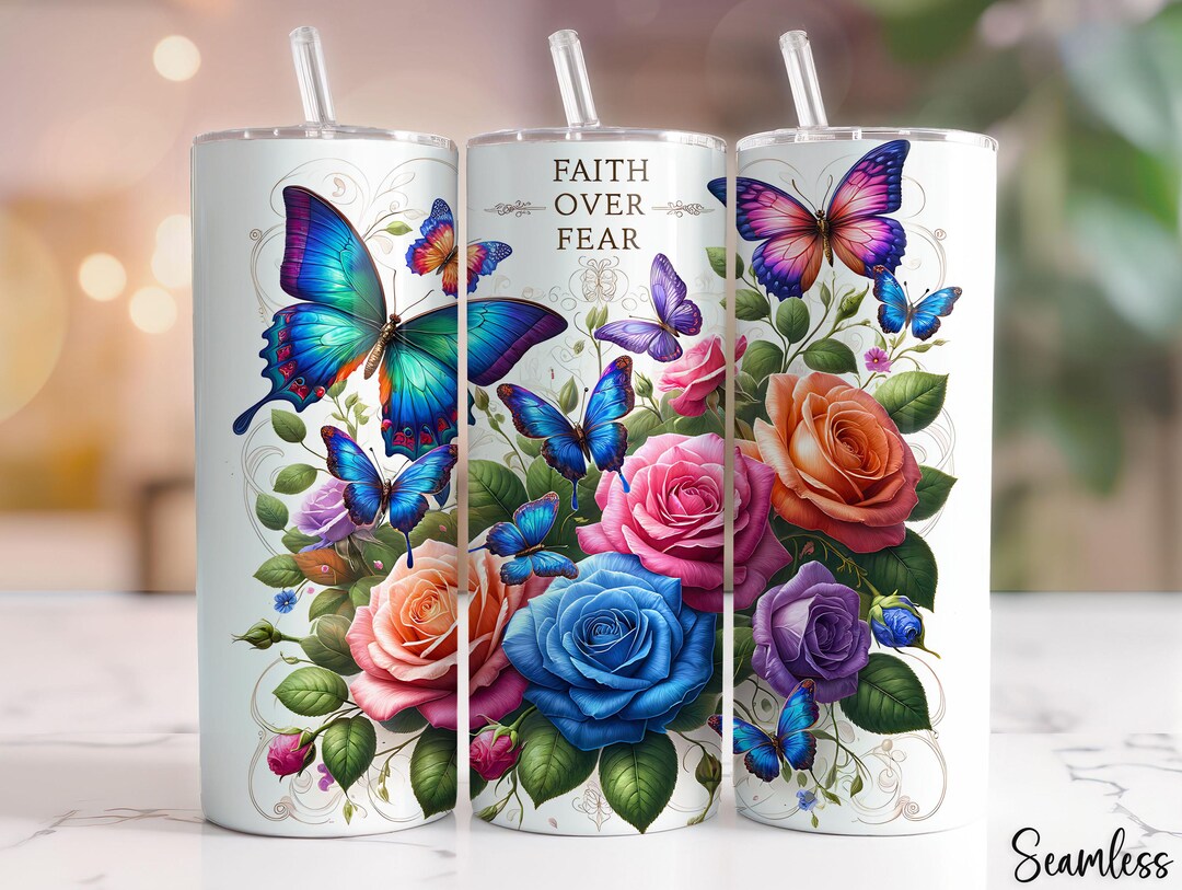 Faith Over Fear Tumbler Png, Inspirational Christian Bible Jesus 20oz ...