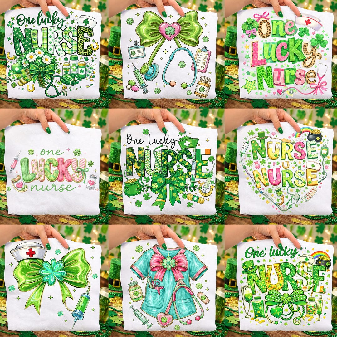 Nurse St Patricks Day Png Bundle, One Lucky Nurse Png, St Patricks Day ...