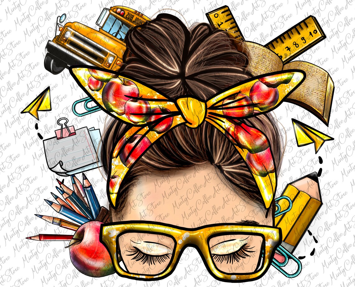Teacher Messy Bun Png Sublimation Teacher Png Messy Bun - Etsy