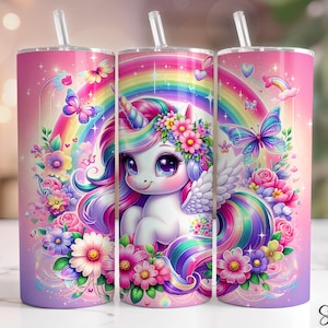 Unicorn Tumbler Wrap Png, Kids Tumbler 20oz Skinny Tumbler Sublimation Design, Rainbow Cute Unicorn Png, Girls Tumbler Png, Seamless