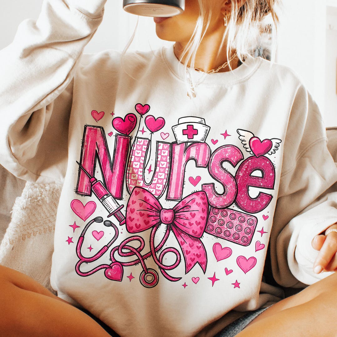 Valentine Nurse Coquette PNG, Pink Shirt Design (digital Download) - Etsy