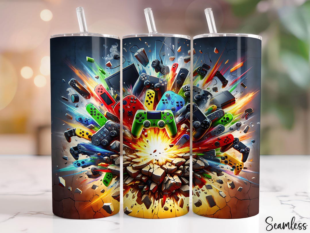 Gamer 20 Oz Skinny Tumbler Wrap Png, Game Controller Png, Game Lover ...