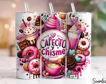 Cafecito Y Chisme Tumbler Wrap, Pan Dulce Design (Digital Download)