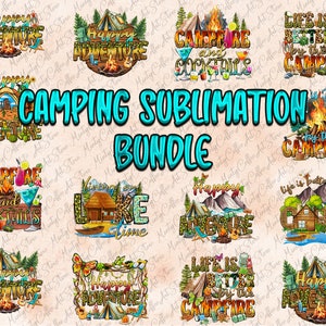 Camping Sublimation Design Bundle, Camping Png, Camp Life Png, Camping Clipart Bundle, Camp Fire Png, Digital Download, Camping Png Bundle