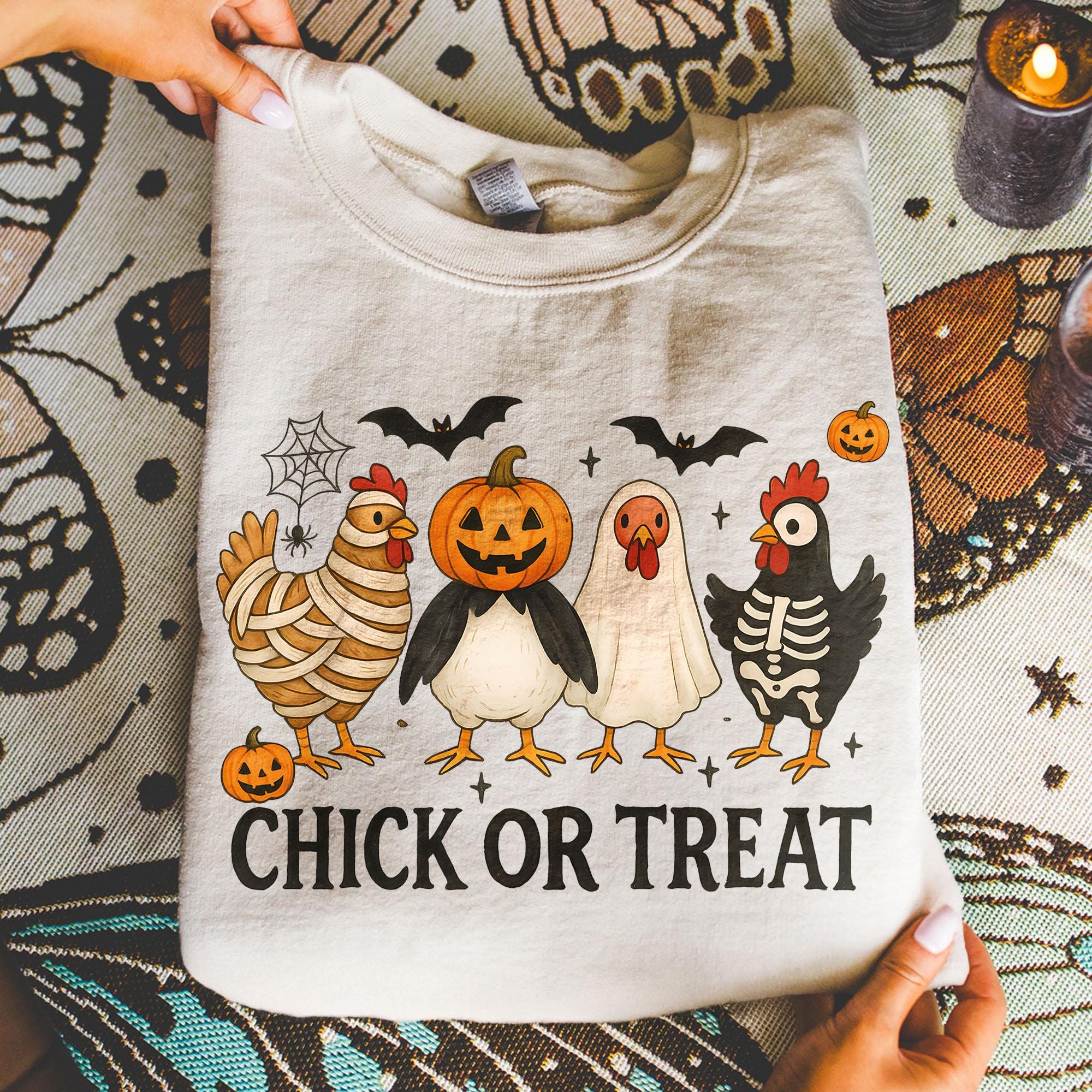 Chick Or Treat Png, Spooky Chicken Halloween Png, Halloween Png, Funny Halloween Chicken Png, Spooky Goose Png, Kids Halloween Png