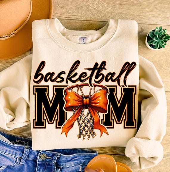 Retro Basketball Mom Glitter Png, Game Day Shirt Design (Digital Download)