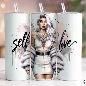 Self Love Motivational Tumbler Wrap Png, Positive Affirmations Png, 20 Oz Skinny Tumbler PNG, Inspirational Tumbler, Positive Quotes Png
