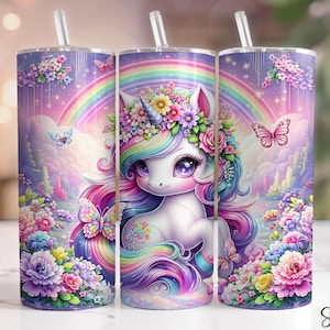 Unicorn Tumbler Wrap Png, Kids Tumbler 20oz Skinny Tumbler Sublimation Design, Rainbow Cute Unicorn Png, Girls Tumbler Png, Seamless