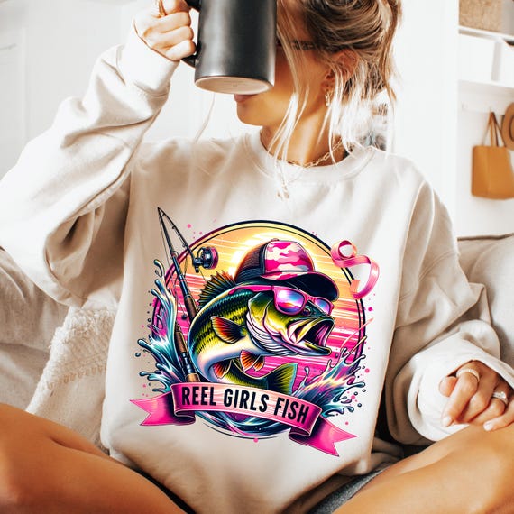 Reel Girls Fish PNG, Women's Fishing Design (Digital Download)