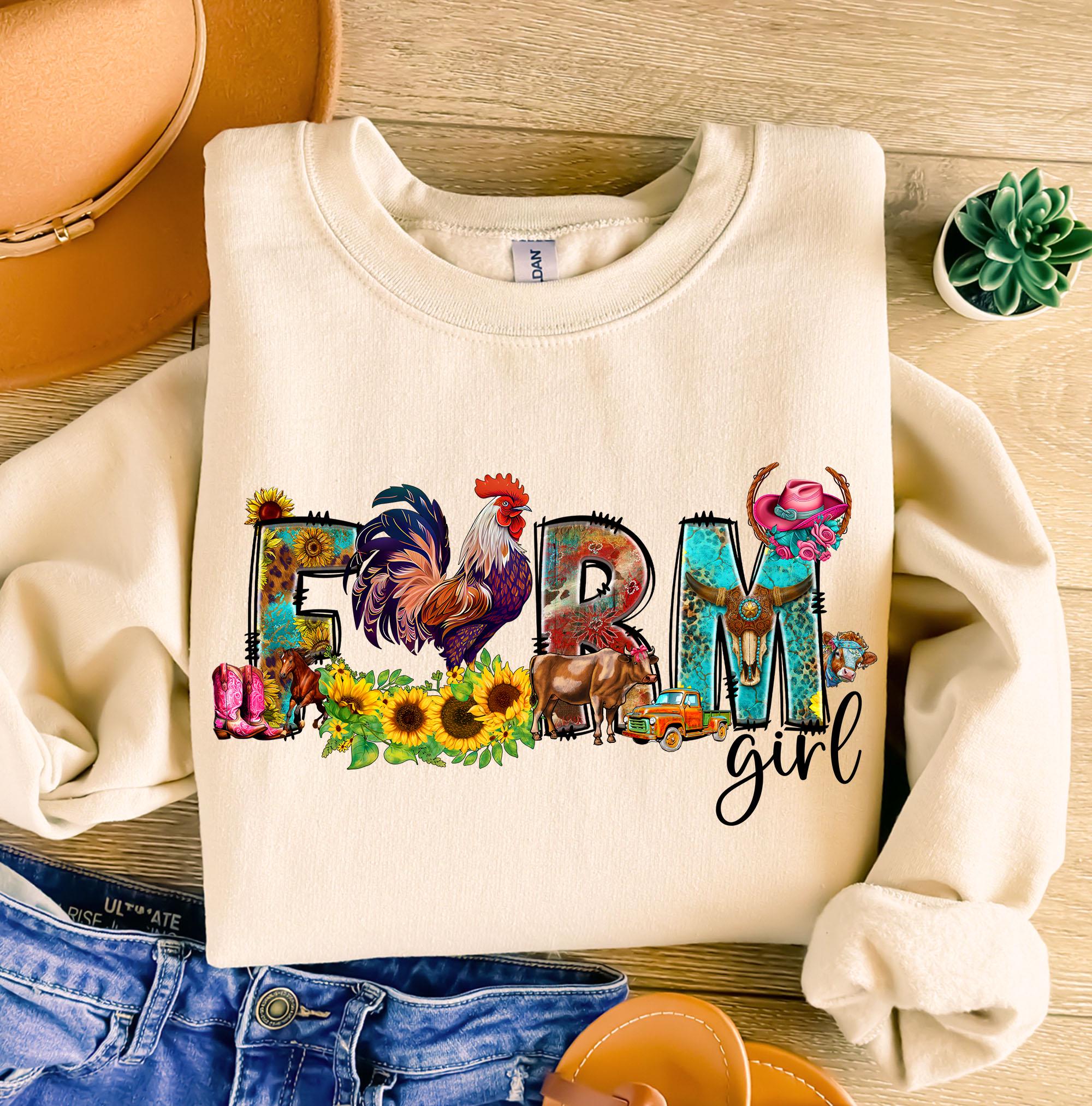 Farm Girl Png, Cowgirl Png, Chicken Png, Country Girl Png, Western Png, Country Png, Small Town Png, Sublimation Designs, Farm Life Png