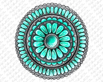 Turkos ädelsten Clipart, akvarell västerländsk design (digital nedladdning av PNG)