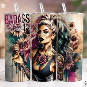 Badass Mode Tumbler Wrap Png, 20 Oz Skinny Tumbler Png, Sarcastic Tumbler Png, Sassy Png, Funny Adult Tumbler Png, Snarky Png, Seamless