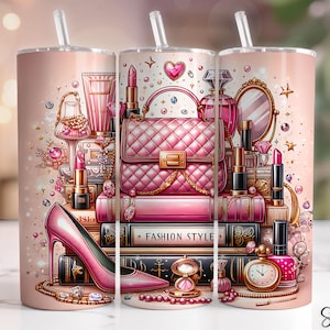 Fashion Tumbler Wrap, 20 Oz Skinny Tumbler Sublimation Design, Makeup Beauty Tumbler Wrap, Boss Babe Tumbler Wrap, Fashion Life Png Tumbler
