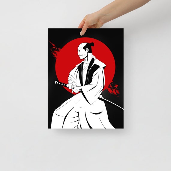 Samurai Poster Japanese Samurai Poster Katana Wall Art Etsy