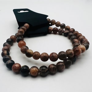 Black Moonstone Crystal Gemstone Healing Beaded Bracelet | 6mm