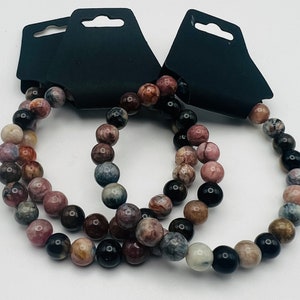 Watermelon Tourmaline Crystal Gemstone Healing Beaded Bracelet | 6mm
