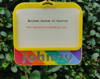 Customised ID Card holder, personalised with name or message! Range of Colours and Rainbow. Make your ID Badge stand out with your name!