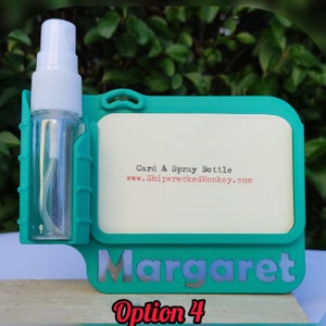 ID Badge holder, personalised with name or message Optional hand sanitiser, pen and Lanyard image 1