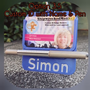 ID Badge holder, personalised with name or message Optional hand sanitiser, pen and Lanyard image 5