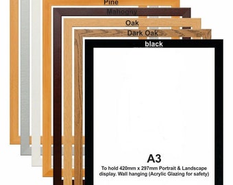 Wood Picture Frames Photo Frame Poster Frame Black White Oak Silver Pine Beech A1 A2 A3 A4 A5 A6