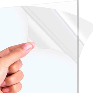 May include: A clear protective film is being peeled off of a sheet of clear acrylic.