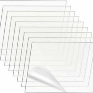 May include: Ten clear plastic sheets with a protective film on one side.