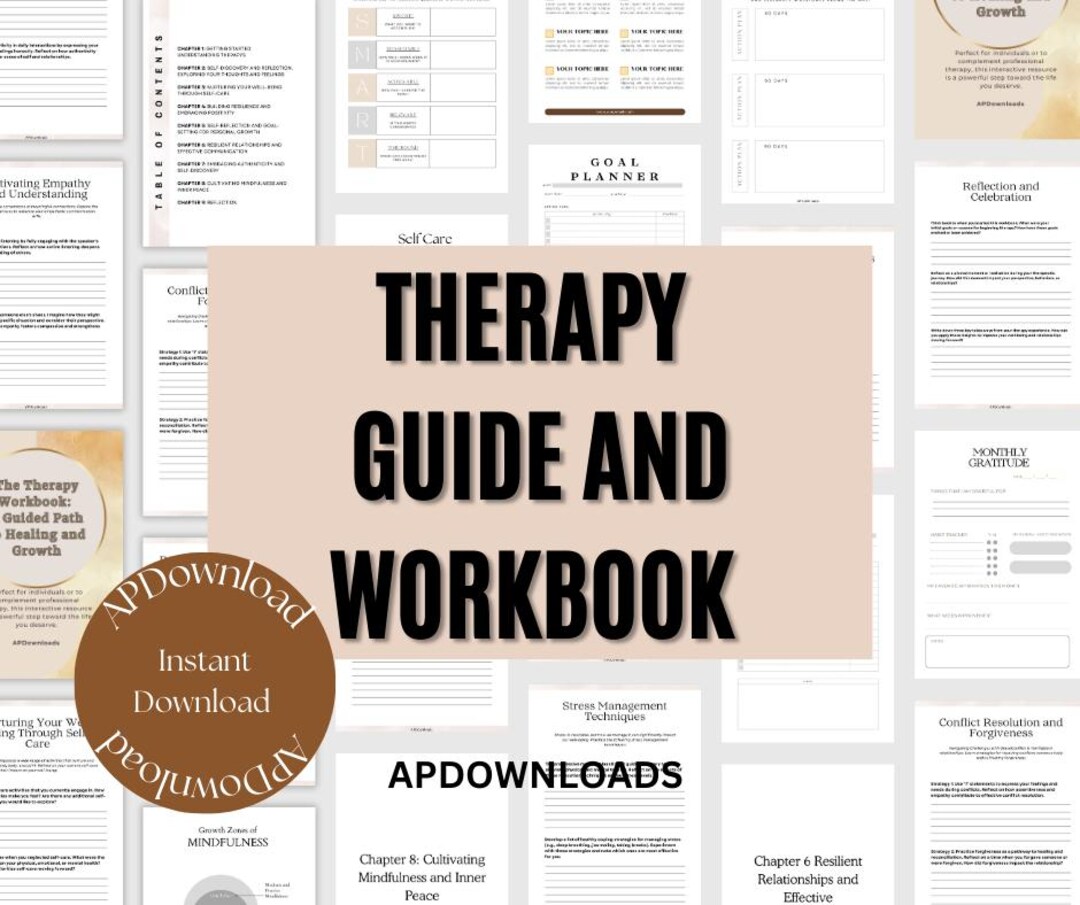 Therapy Workbook Digital Printable Download for Self Discovery and ...
