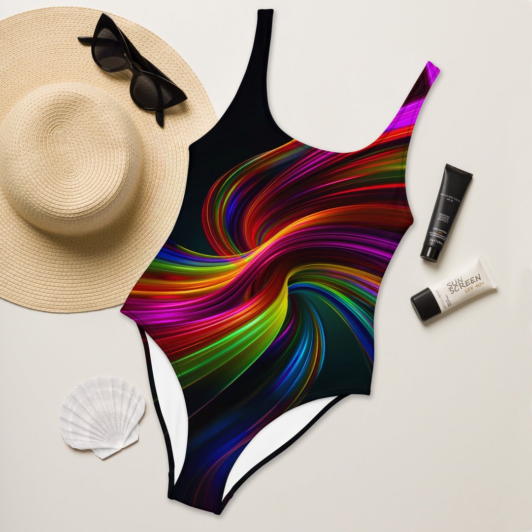 Rainbow Triangle Geometric One Piece Swimsuite