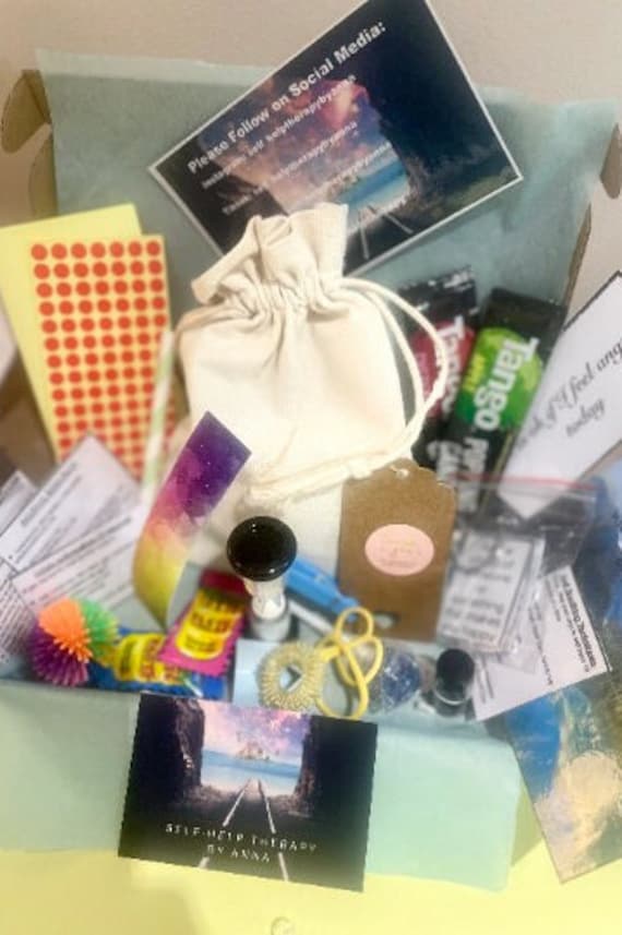 Self Help Self Harm Recovery,  Mental Health Crisis Support Care Kit with small blood roller