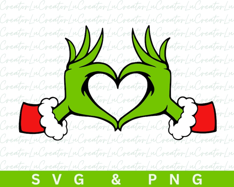 Grinch Heart Hands Dr. Seuss Christmas SVG & PNG Digital - Etsy