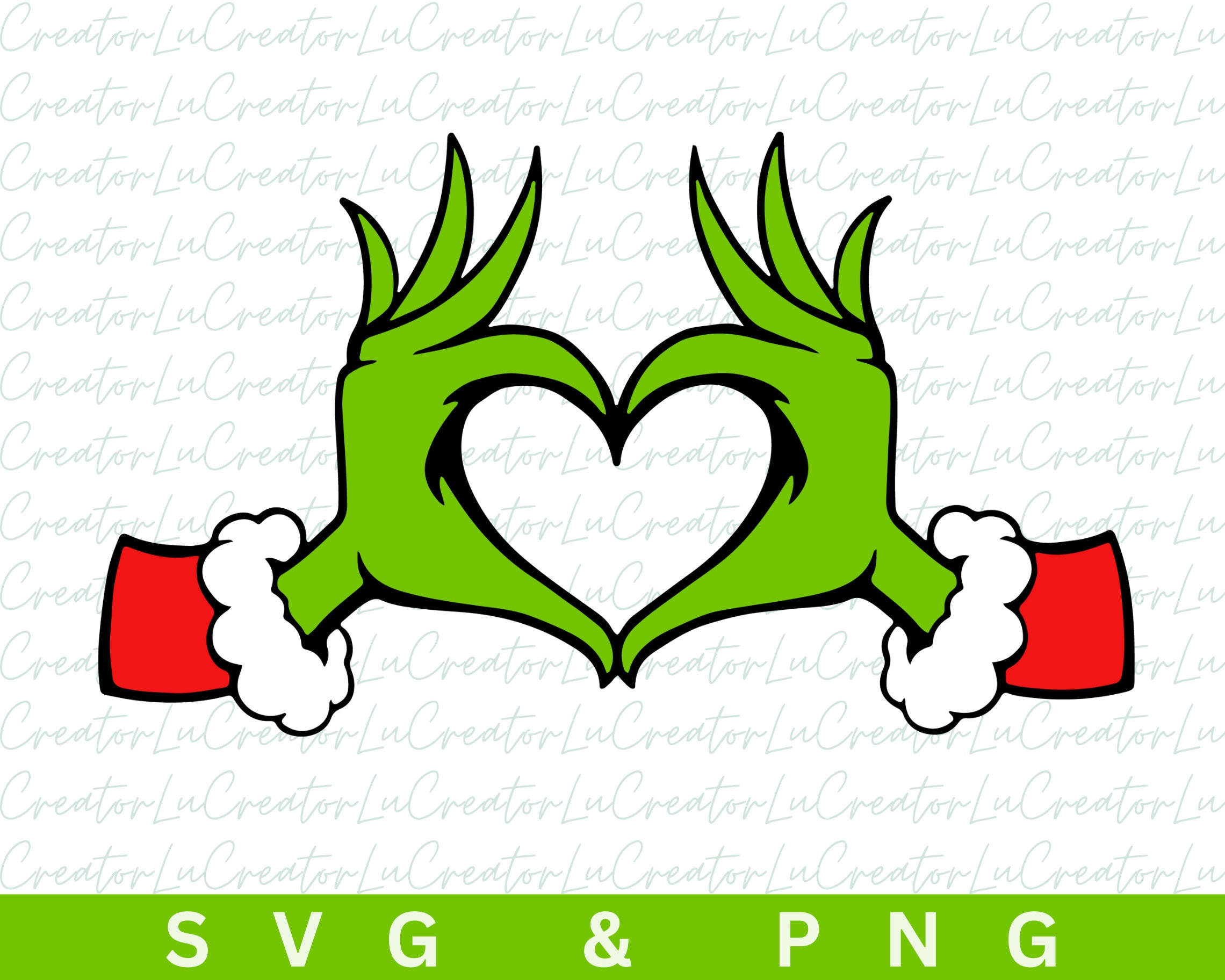 Grinch Heart Hands Dr. Seuss Christmas SVG & PNG Digital Etsy Canada