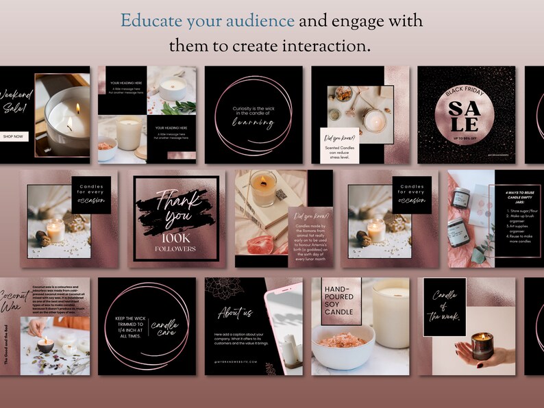 Candle Instagram Post Template Social Media Bundle Candle Businesses