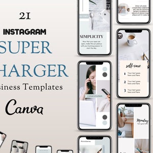 Instagram Templates, Business Template Instagram Bundle Marketing Templates, Instagram Story Blogger Template Editable Canva Template