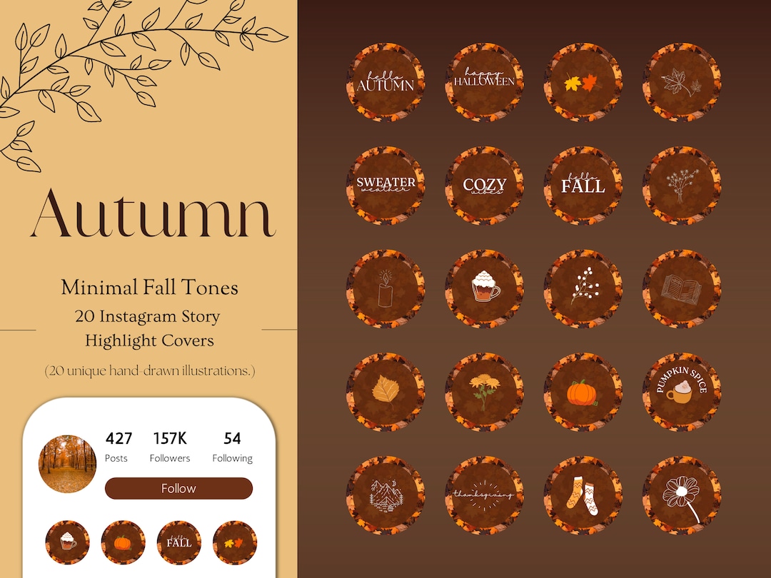Autumn Aesthetic Instagram Covers, Minimalist IG Story Highlight Icons ...