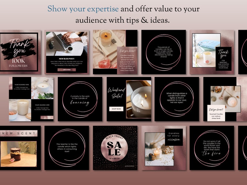 Candle Instagram Post Template Social Media Bundle Candle Businesses