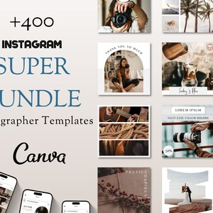 Instagram Templates, Canva Template, Wedding Photographer Blogger Template, Instagram Post Templates, Instagram Marketing, Instagram Bundle