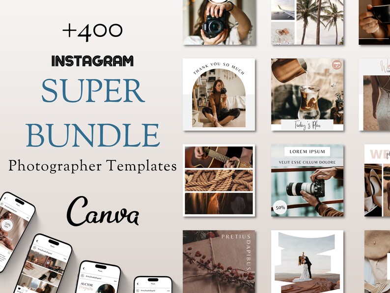 Instagram Templates Canva Template Wedding Photographer - Etsy