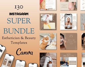 Instagram Template, Esthetician Instagram Aesthetic Beauty Templates, Canva Instagram Marketing Instagram Bundle, Blogger Skincare Template