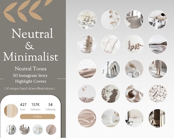 Instagram Highlight Covers, Minimalist Covers for Instagram, Aesthetic IG Icons, Neutral Icons for Instagram, Instagram Story Highlights
