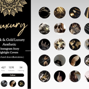 Instagram Highlight Covers, Luxury Highlights for Instagram, Rich Aesthetic IG Icons, Brand Icons for Instagram, Instagram Gold Story Covers
