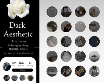 Instagram Highlight Covers for Instagram Minimalist Covers for IG Influencer Icons Dark Aesthetic Social Media Story Highlight Covers Trendy