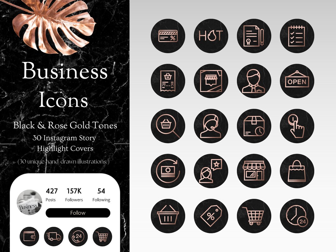 Business Highlight Sign Example Rose Gold Instagram Business Highlight Covers, Social Media Highlights ...