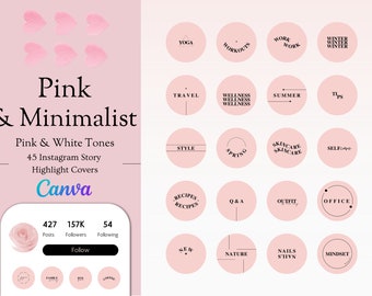 Instagram Highlight Covers, Highlight Covers for Instagram, Instagram Highlight Covers Pink Business Story Icons, Highlight Instagram Covers