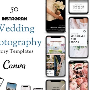 Photographer Instagram Story Template | 50 Wedding Photography Instagram Templates | IG Wedding Photographer | Canva Social Media Templates