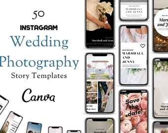 Photographer Instagram Story Template | 50 Wedding Photography Instagram Templates | IG Wedding Photographer | Canva Social Media Templates